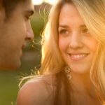 romantic escape couple at sunset