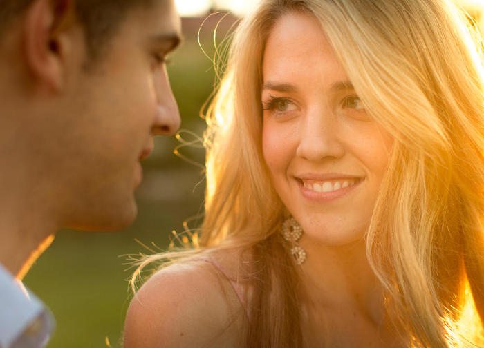 romantic escape couple at sunset